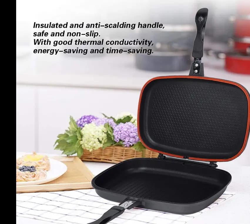 Premium Original Casting 36cm Aluminum Non-Stick Double Grill Pan